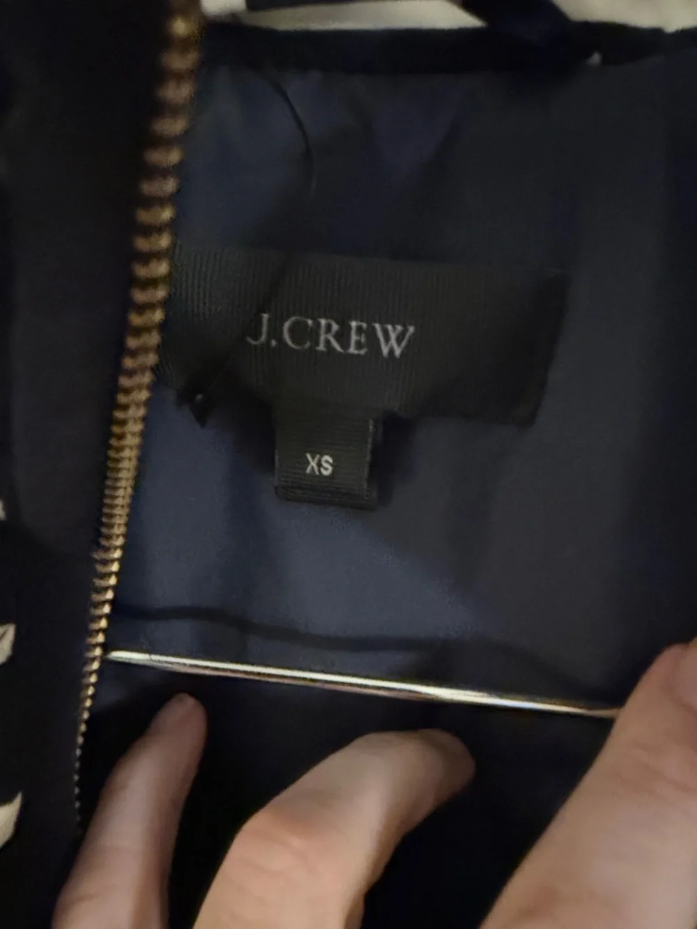 J. Crew Navy Quilted Puffer Vest with Gold-Tone Hardware